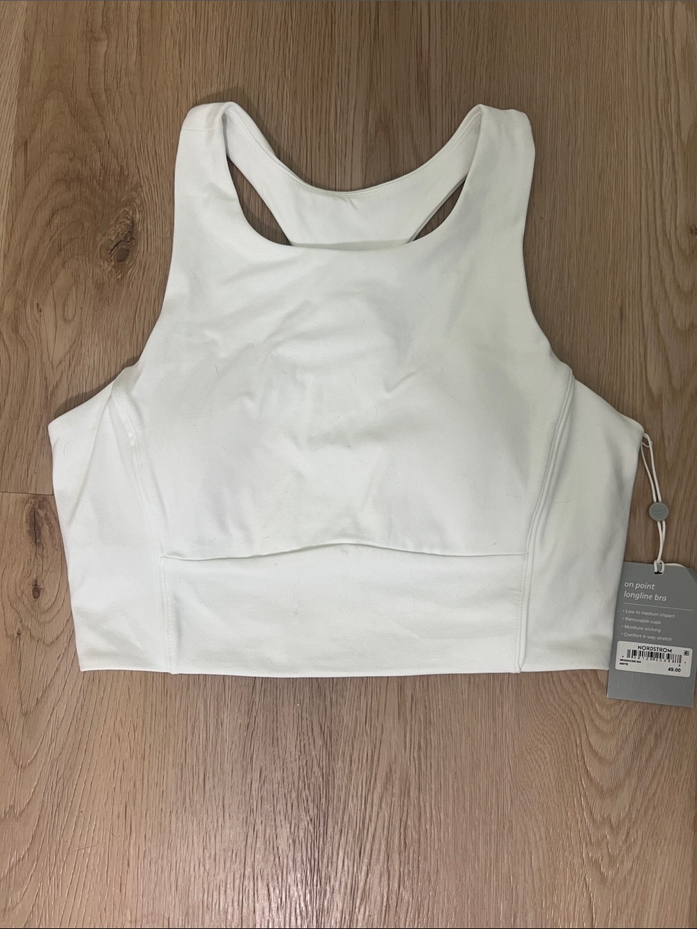 Zella White High-Neck Longline Sports Bra NWT S